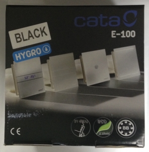 Накладной вентилятор Cata E 100 GTH Bk Black черный (Таймер, датчик влажности, термометр, дисплей) + обратный клапан